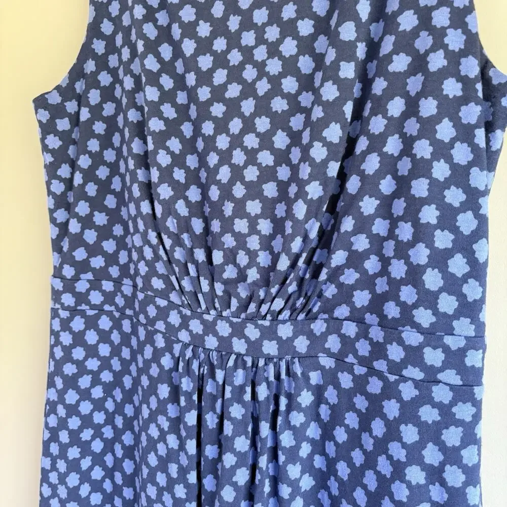 BODEN Floral Polka Dot Sleeveless Cotton Modal Dress Blue Casual 12 Long - Picture 6 of 10